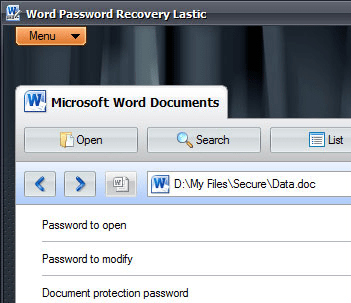Word Password Recovery Lastic Screenshot 1