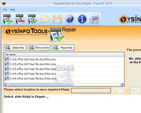 SysInfoTools Dotx Repair Screenshot 1