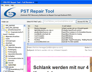 Outlook 2007 PST Recovery Screenshot 1