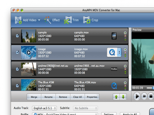 AnyMP4 MOV Converter Screenshot 1