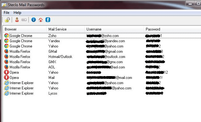 SterJo Mail Passwords Screenshot 1