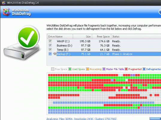 WinUtilities Free Disk Defragmenter Screenshot 1
