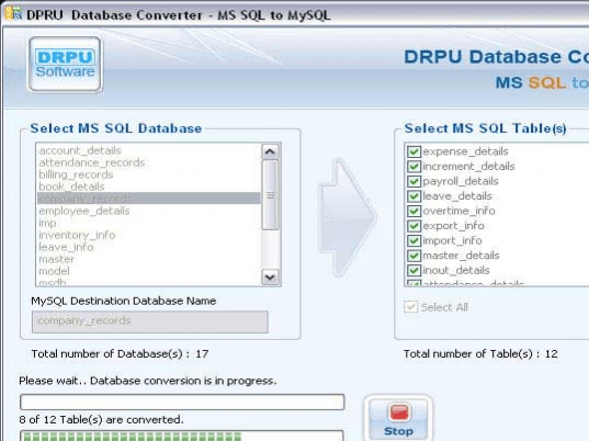 MSSQL to MySQL Database Conversion Screenshot 1