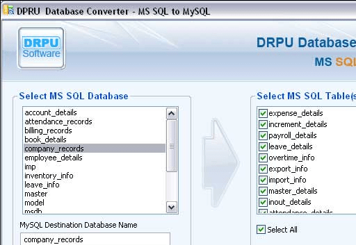 MS SQL To MySQL Conversion Program Screenshot 1