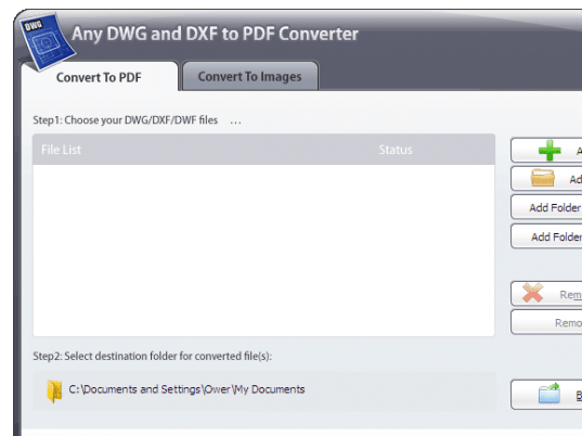 Any DWG and DXF to PDF Converter 2009 Screenshot 1