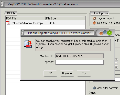 VeryDOC PDF To Word Converter Screenshot 1