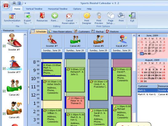 Sports Rental Calendar Screenshot 1