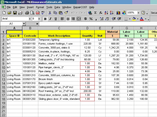RepairCOST Estimator for Excel Screenshot 1