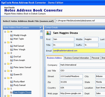 Lotus Contacts to Outlook Screenshot 1