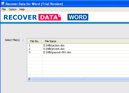 MS Word Repair Software Screenshot 1