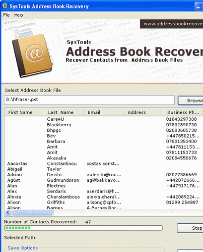 Address Book Recovery Screenshot 1