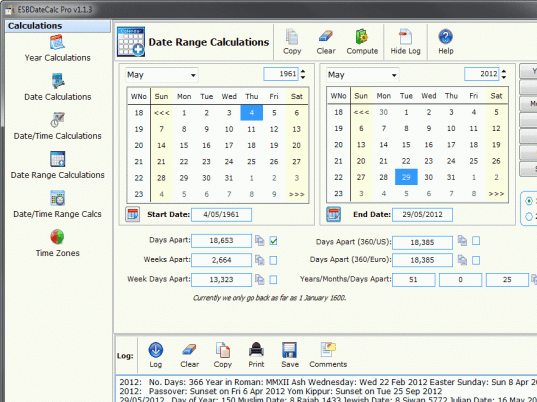 ESBDateCalc Pro - Date Calculator Screenshot 1