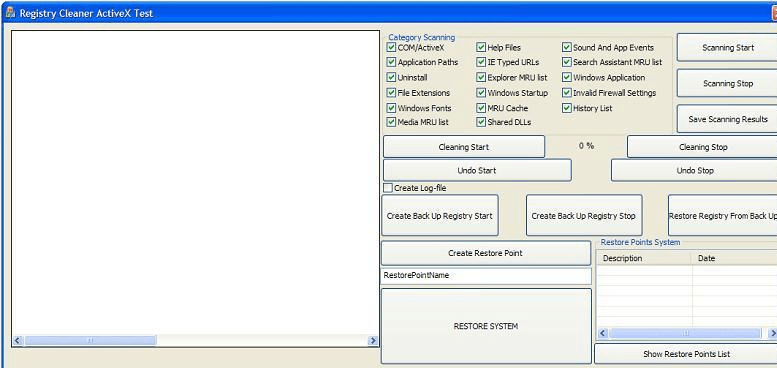 Registry Cleaner ActiveX Screenshot 1