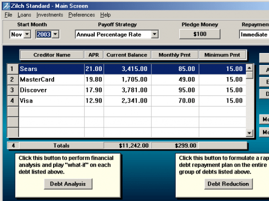 Debt Reduction - Zilch Standard Screenshot 1