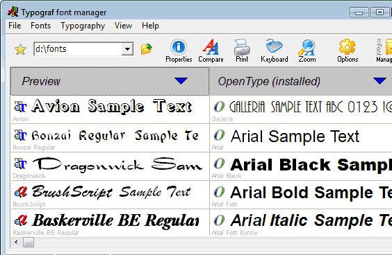 Typograf font manager Screenshot 1