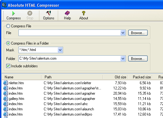 Absolute HTML Compressor Screenshot 1