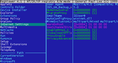 Registry Viewer for Win9x/ME/NT/2K/XP Screenshot 1