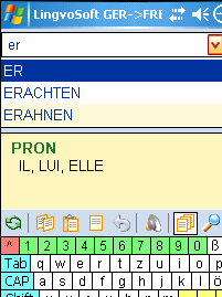 LingvoSoft Talking Dictionary German <-> French for Pocket PC Screenshot 1