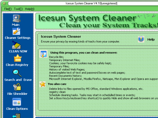 Icesun System Cleaner Screenshot 1