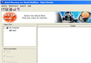 Quick Recovery Novell Netware - A Data Recovery Software Screenshot 1