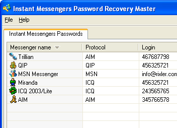 Instant Messengers Password Recovery Master Screenshot 1