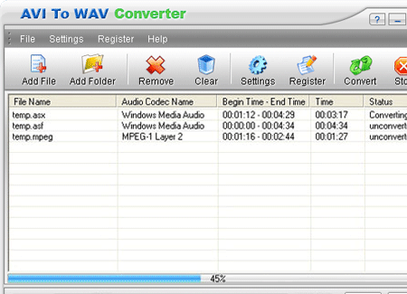 AVI To WAV Converter Screenshot 1