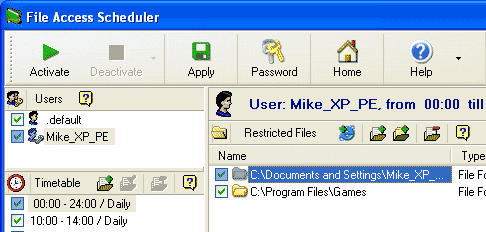 File Access Scheduler Screenshot 1