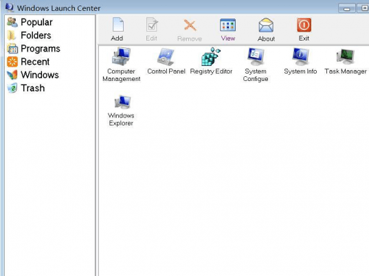 Windows Launch Center Screenshot 1