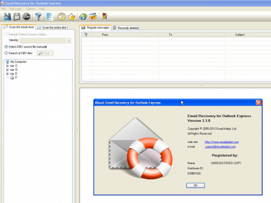 Email Recovery for Outlook Express Screenshot 1