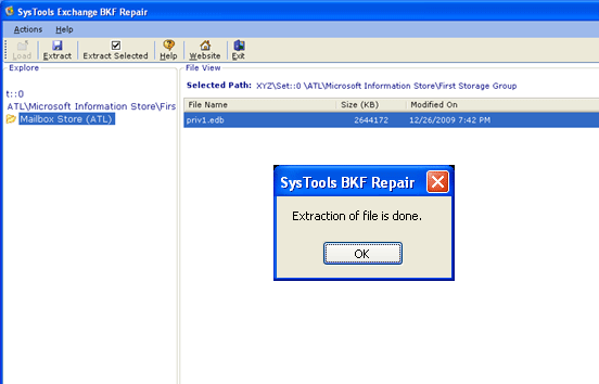 Restore Exchange BKF File Screenshot 1