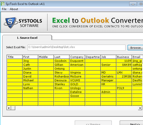 Import Excel Address Book to Outlook Screenshot 1