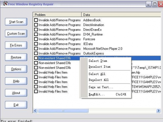 Free Window Registry Repair Screenshot 1