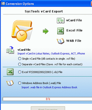 Read Contacts from Outlook to vCard Screenshot 1