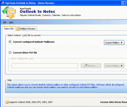 Outlook to Notes Migration Software Screenshot 1