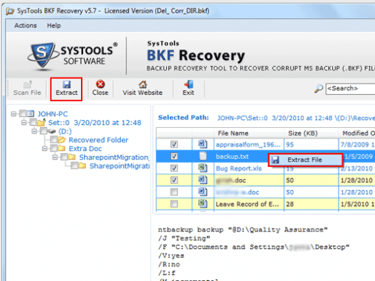 Recover Data for MS Backup Screenshot 1