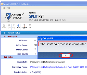 Split MS Outlook Files Screenshot 1