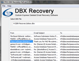 PDS DBX Repair Software Screenshot 1