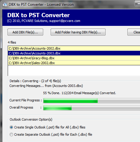 Outlook Express DBX to PST Conversion Screenshot 1