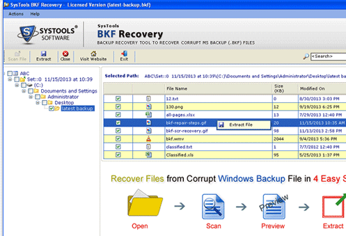 Windows BKF Repair Software Screenshot 1