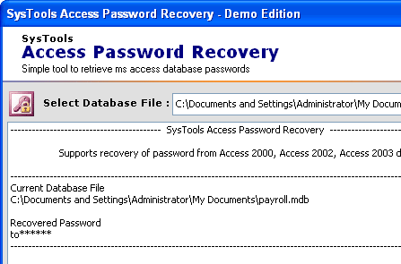 Access Password Cracker Tool Screenshot 1