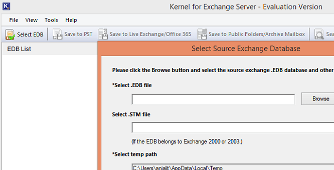 Exchange EDB Converter Screenshot 1