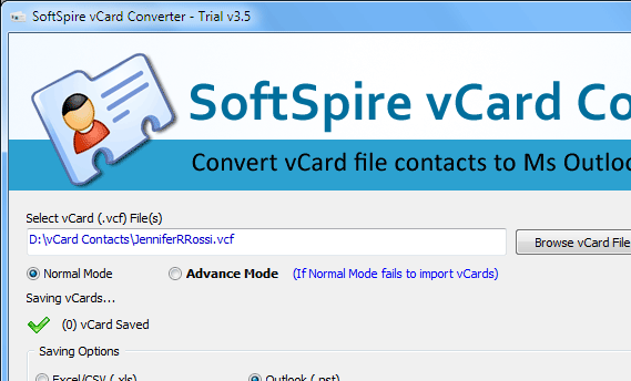 Export vCard Files to Outlook Screenshot 1