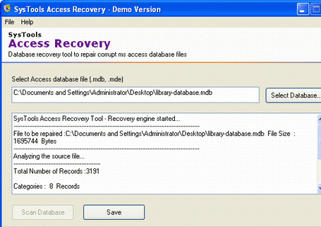 MSAccess Database Recovery for MS Access Screenshot 1