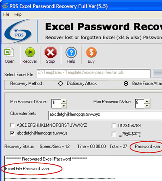 XLSX 2007 Password Recovery Screenshot 1