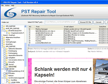 Microsoft Outlook Email Reader Screenshot 1