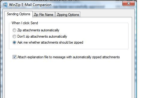 WinZip E-Mail Companion Screenshot 1
