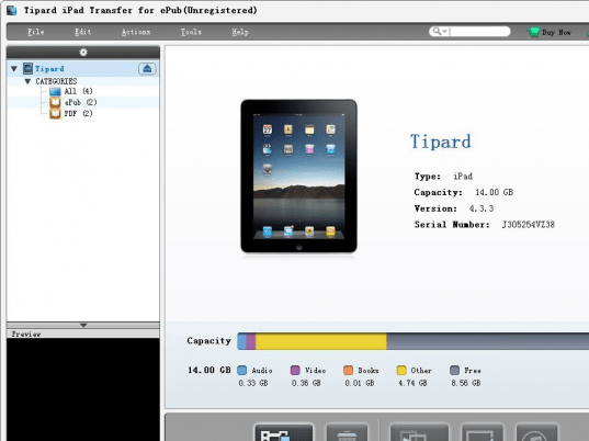 Tipard iPad Transfer for ePub Screenshot 1