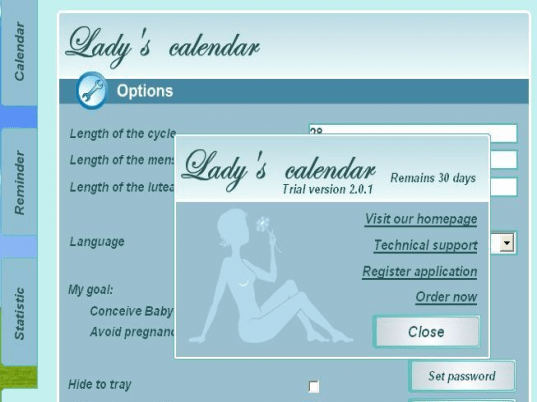 Lady's Calendar Screenshot 1