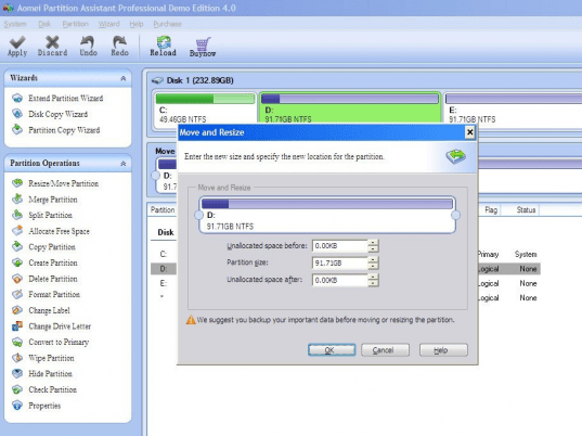 AOMEI Partition Assistant Professional Edition Screenshot 1