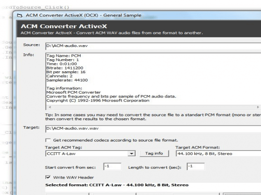 ACM Converter ActiveX Screenshot 1